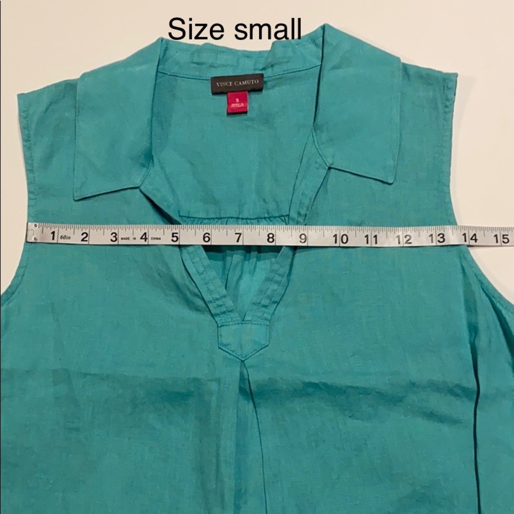 Vince Camuto Small Sleeveless V Neck Linen Blouse New Top (e) - Picture 7 of 8
